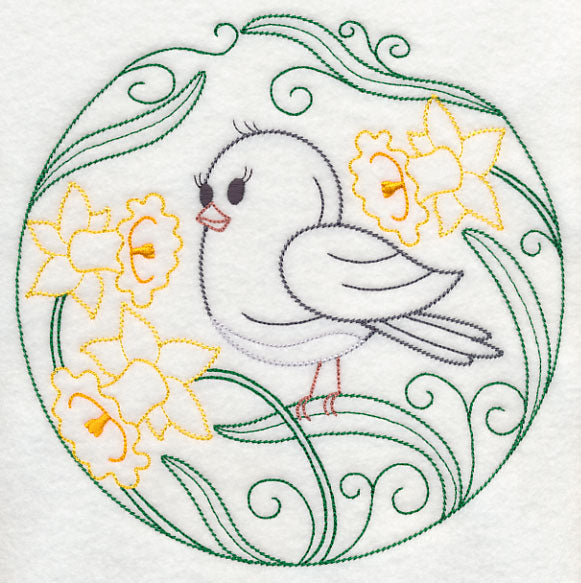 Junco and Daffodils (Vintage)