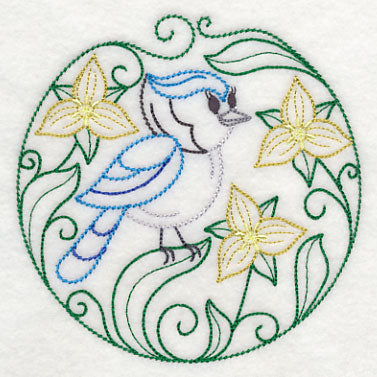 Blue Jay and Yellow Trillium (Vintage)
