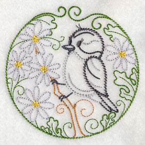 Downy Woodpecker and Bloodroot (Vintage)