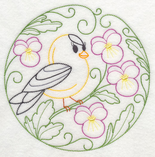 Goldfinch and Pansies (Vintage)