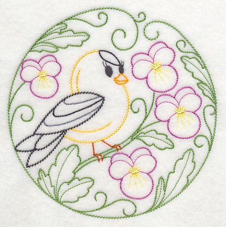 Goldfinch and Pansies (Vintage)