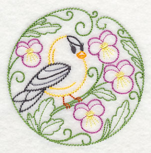 Goldfinch and Pansies (Vintage)