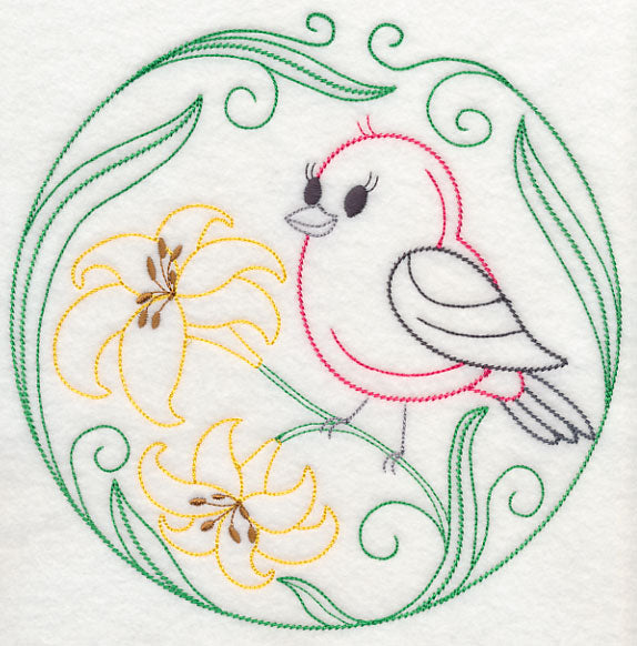 Scarlet Tanager and Daylilies (Vintage)