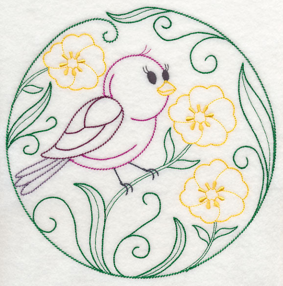 Purple Finch and Buttercups (Vintage)