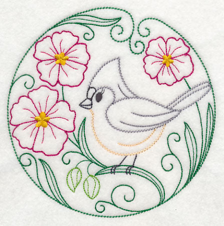Tufted Titmouse and Rock Rose (Vintage)