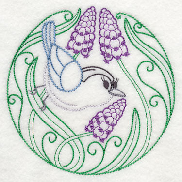 Nuthatch and Grape Hyacinth (Vintage)
