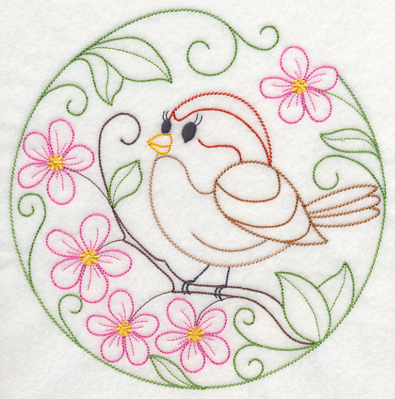 American Tree Sparrow and Apple Blossoms (Vintage)