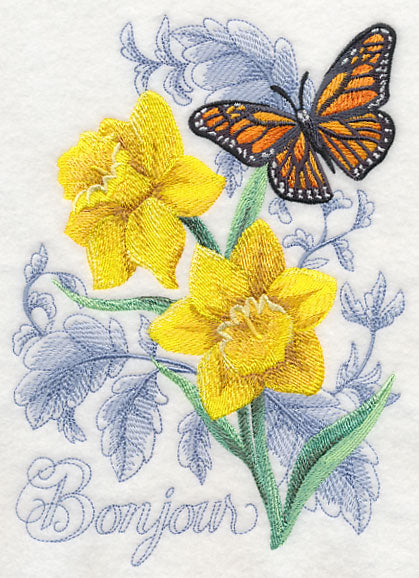 Monarch Butterfly and Daffodils