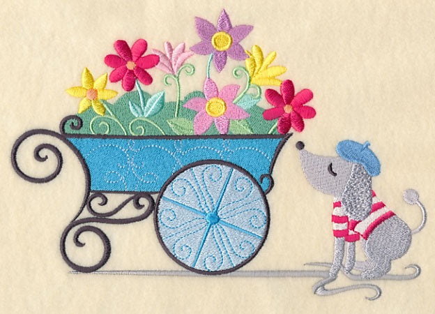 Paris Pup with Flowers