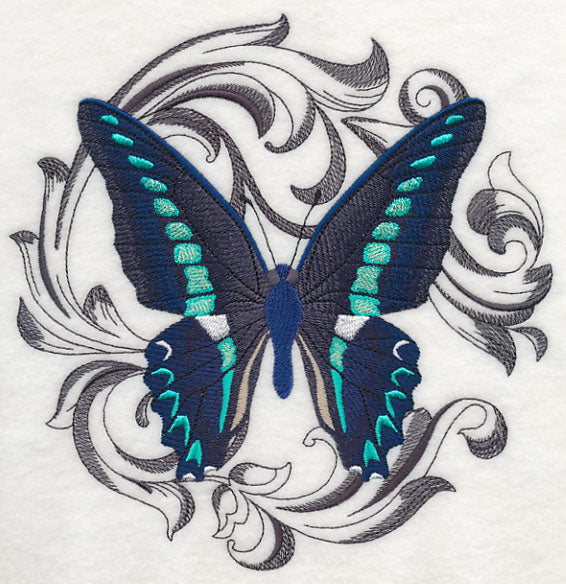 Blue Triangle with Baroque Background