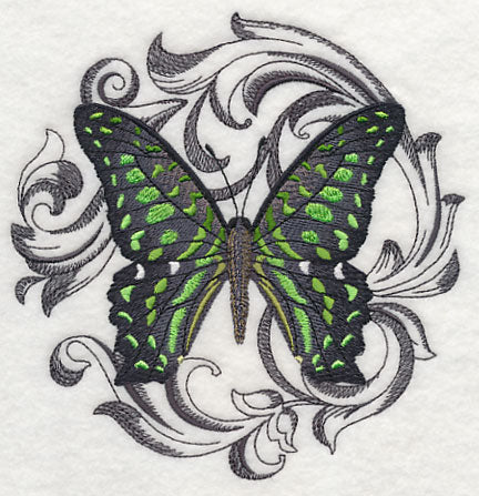 Green Spotted Triangle with Baroque Background