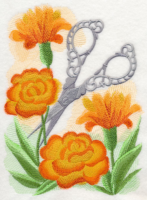 Scissors with Blooms in Watercolor