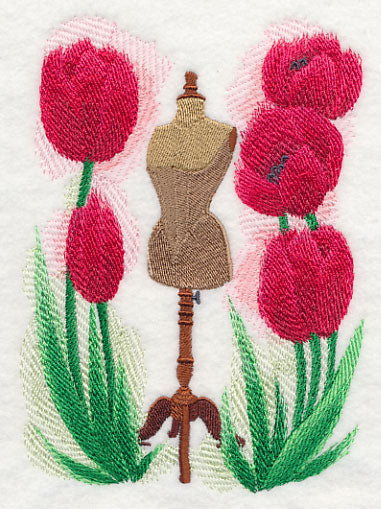 Dress Form with Tulips in Watercolor