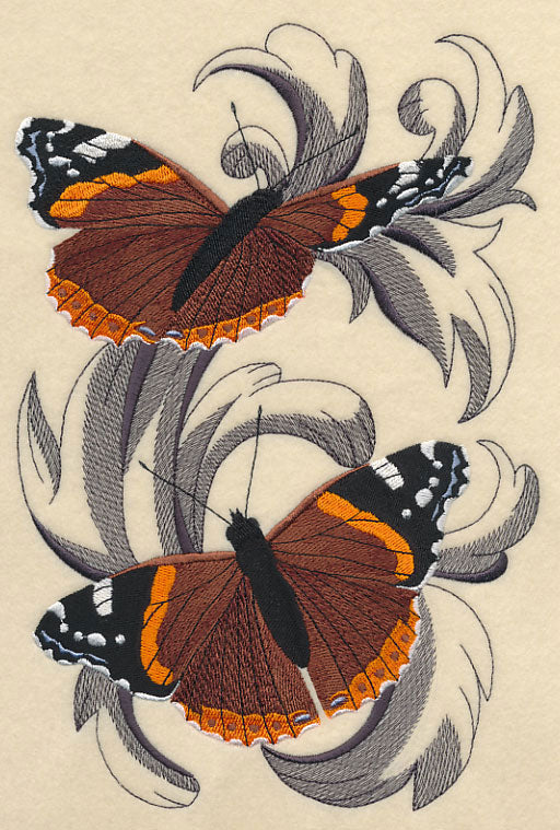Red Admiral Butterflies with Baroque Background