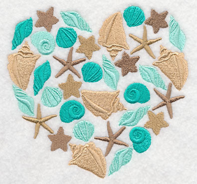 Sea Shells and Starfish Silhouette Heart