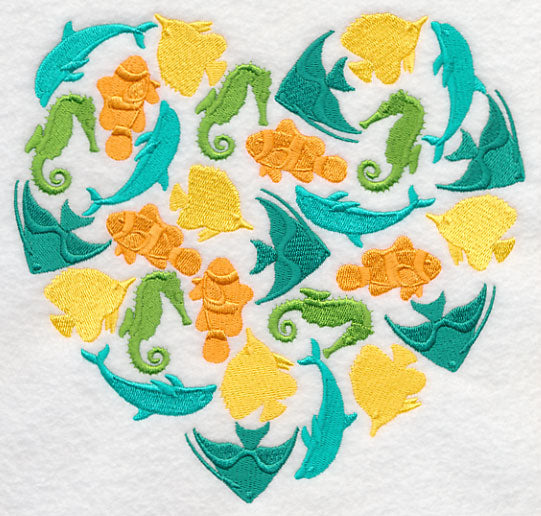 Sea Life Silhouette Heart