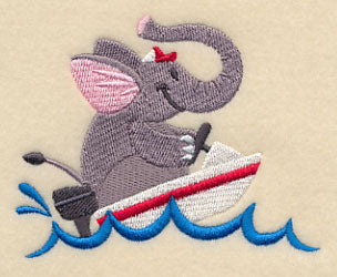 Ernie Elephant in a Speedboat