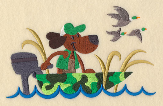 Donald Dog in a Duck Boat