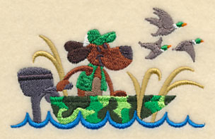 Donald Dog in a Duck Boat