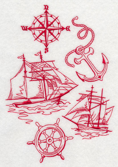 Sailing the Ocean Blue (Redwork)