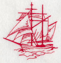 Sailing the Ocean Blue - Tall Ship 2 (Redwork)