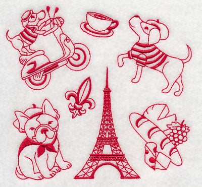 Parisian Pooches (Redwork)