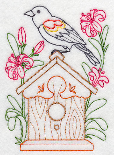 Red-winged Blackbird and Nerines (Vintage)