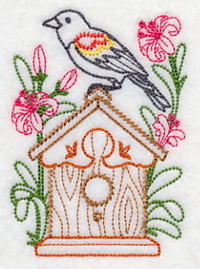 Red-winged Blackbird and Nerines (Vintage)