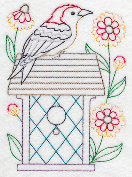 Woodpecker and Heleniums (Vintage)