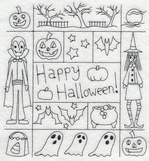 Happy Halloween Shadow Box (Blackwork)