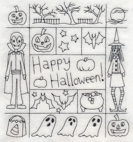 Happy Halloween Shadow Box (Blackwork)