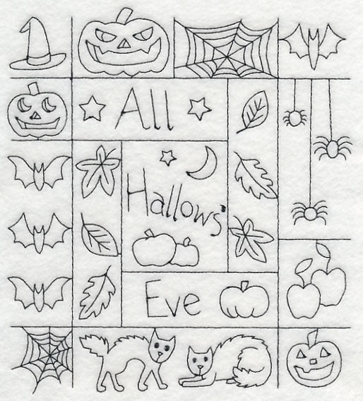 All Hallow's Eve Shadow Box (Blackwork)