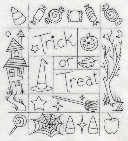 Trick or Treat Shadow Box (Blackwork)