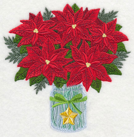 Poinsettias in Mason Jar