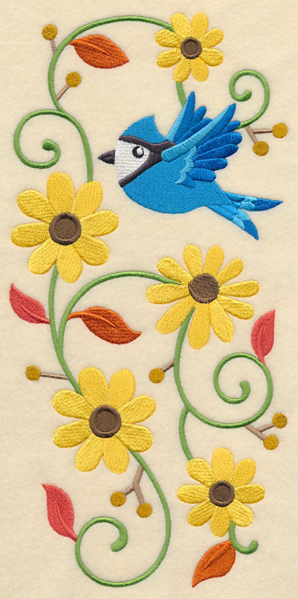 Bluejay and Black-Eyed Susans Spray