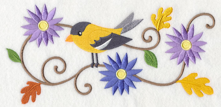 Goldfinch and Asters Border