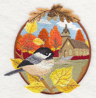 Country Autumn - Chickadee and Church