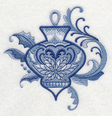Delft Blue Poinsettia Ornament