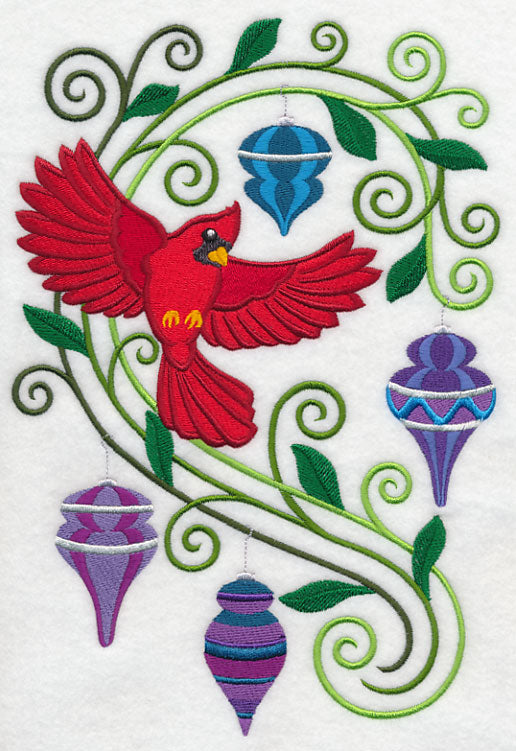Cardinal with Christmas Flourish