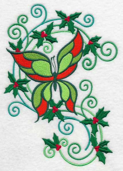 Butterfly with Holly Flourish