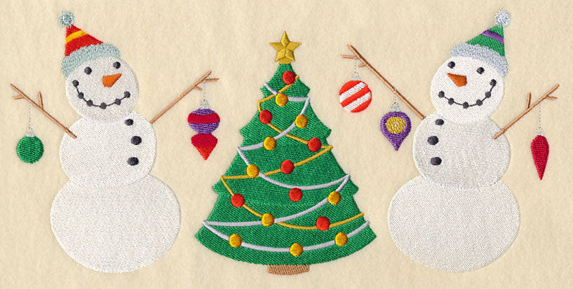 Snowmen Trim the Christmas Tree