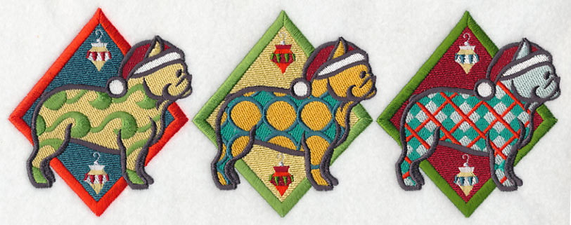 Patterned French Bulldog Triptych