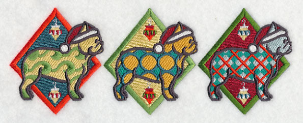 Patterned French Bulldog Triptych