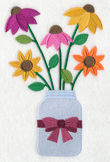 Primitive Coneflowers in Mason Jar