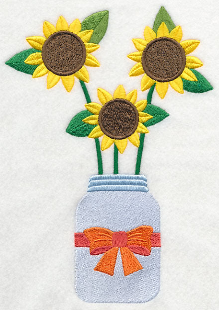 Primitive Sunflowers in Mason Jar