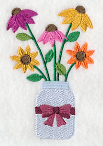 Primitive Coneflowers in Mason Jar