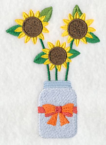 Primitive Sunflowers in Mason Jar