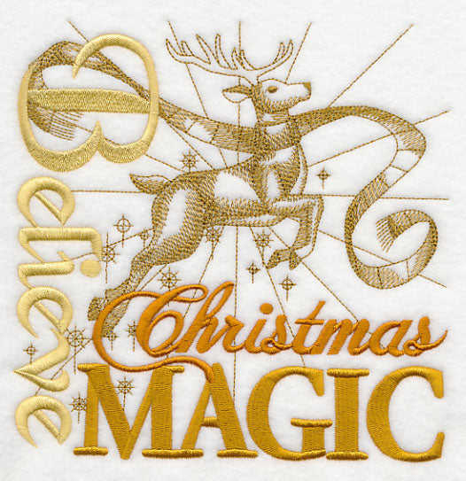 Believe Christmas Magic Reindeer Square
