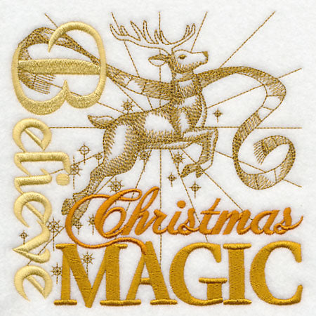 Believe Christmas Magic Reindeer Square