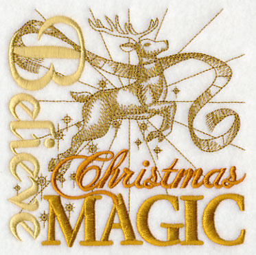 Believe Christmas Magic Reindeer Square